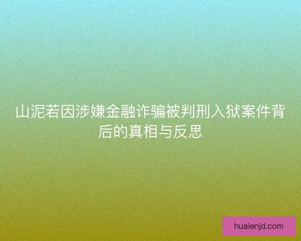 山泥若因涉嫌金融诈骗被判刑入狱案件背后的真相与反思