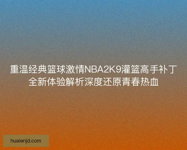重温经典篮球激情NBA2K9灌篮高手补丁全新体验解析深度还原青春热血