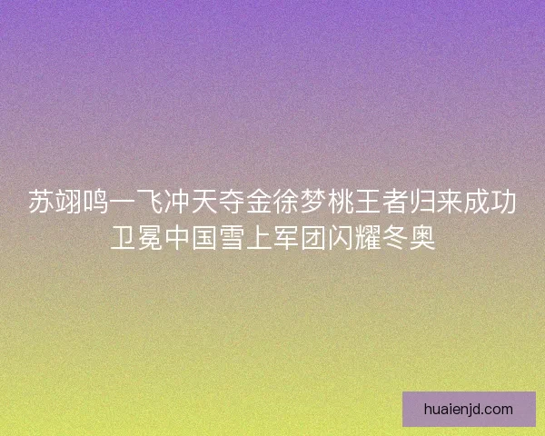 苏翊鸣一飞冲天夺金徐梦桃王者归来成功卫冕中国雪上军团闪耀冬奥